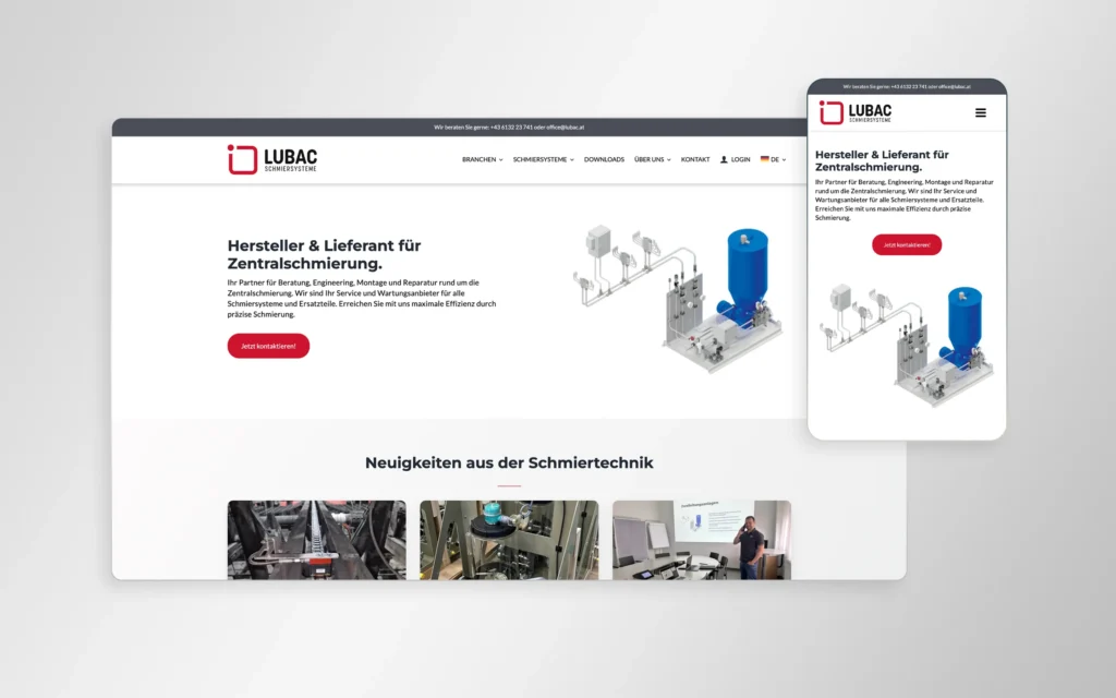 Webdesign für LUBAC Schmiersysteme